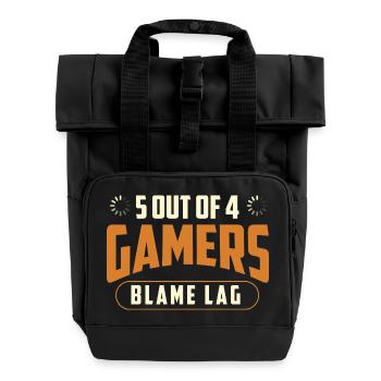 5 von 4 Spielern geben Lag-Gaming-Humor die Schuld - Rolltop Rucksack mit zwei Griffen - Schwarz - Vorne