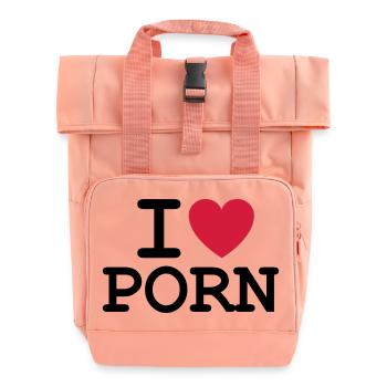I Love Porn - Roll Top Backpack with Two Handles - chintz rose - Front