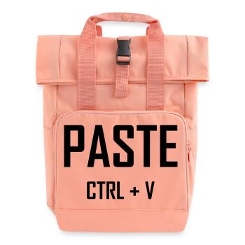 Paste Ctrl V - Vater Sohn Shirt - Rolltop Rucksack mit zwei Griffen - Chintzrosa - Vorne