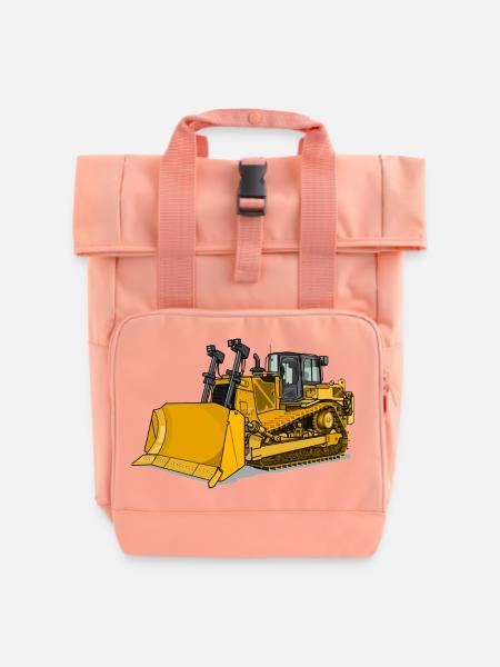 Planierraupe, Bulldozer - Rolltop Rucksack mit zwei Griffen - Chintzrosa