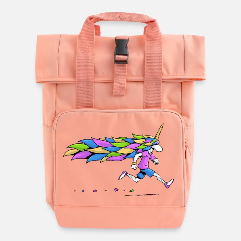 Unicorn Runner - Roll Top Backpack with Two Handles - chintz rose