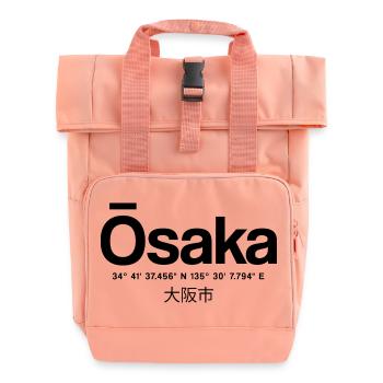 Typographie d’Osaka, Japon avec coordonnées - Sac à dos Roll Top à deux anses - rose liberty - Devant