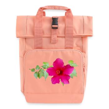 Chinese Hibiscus – Exotic Flowers - Roll Top Backpack with Two Handles - chintz rose - Front