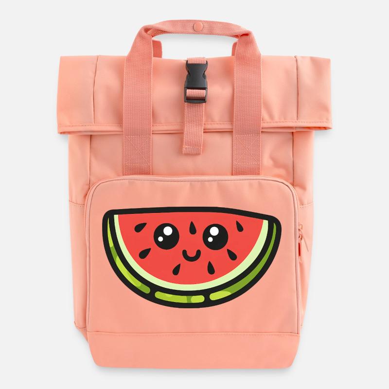 Dessin animé mignon de tranche de pastèque - Sac à dos Roll Top à deux anses - rose liberty