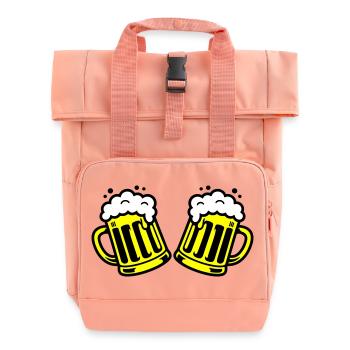 Beer Beer Mug Cheers Comic - Roll Top Backpack with Two Handles - chintz rose - Front