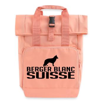 BERGER BLANC SUISSE dog - Roll Top Backpack with Two Handles - chintz rose - Front