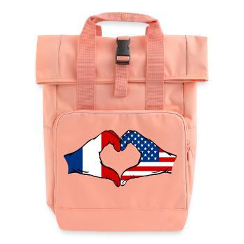 France USA Forme de coeur avec les mains - Sac à dos Roll Top à deux anses - rose liberty - Devant