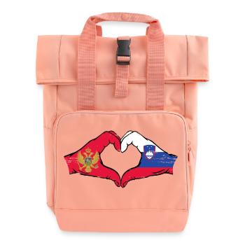 Montenegro Slowenien Flagge Hände Herzform used - Rolltop Rucksack mit zwei Griffen - Chintzrosa - Vorne