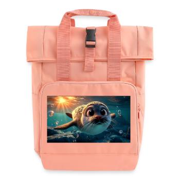 Süßes Robben Baby mit Knopfaugen im Meer - Rolltop Rucksack mit zwei Griffen - Chintzrosa - Vorne