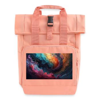 Swirl of color sea of fog - Roll Top Backpack with Two Handles - chintz rose - Front