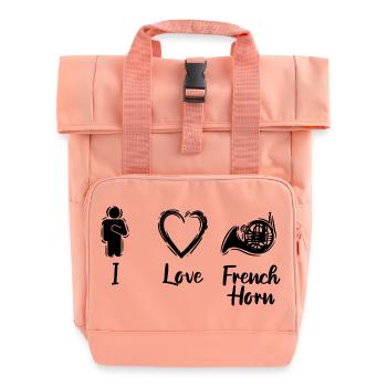 French Horn Love - Roll Top Backpack with Two Handles - chintz rose - Front