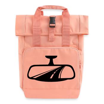 PKW-Rückspiegel mit Autobahn - Rolltop Rucksack mit zwei Griffen - Chintzrosa - Vorne