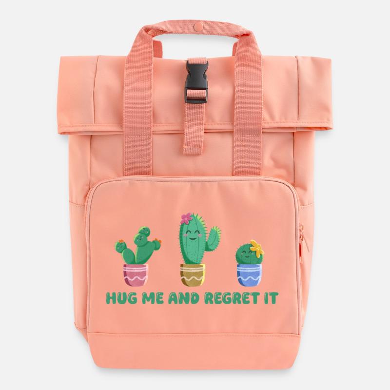 Cute cactus with funny saying - Roll Top Backpack with Two Handles - chintz rose