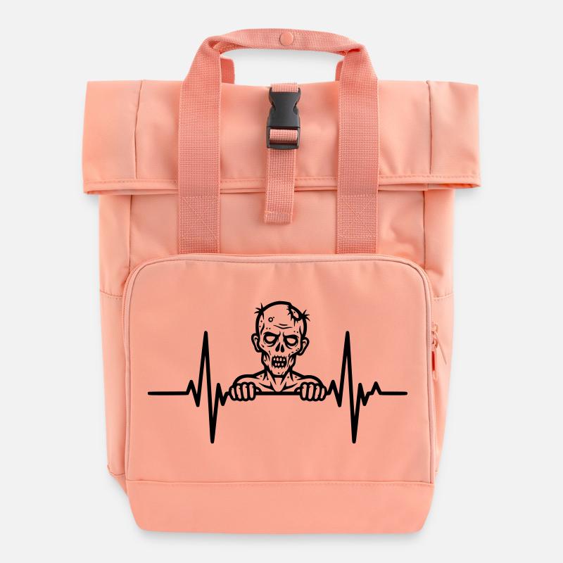 Zombie Heartbeat – Horror ECG - Roll Top Backpack with Two Handles - chintz rose