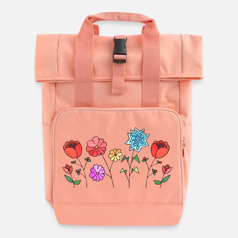 Flowers - Roll Top Backpack with Two Handles - chintz rose