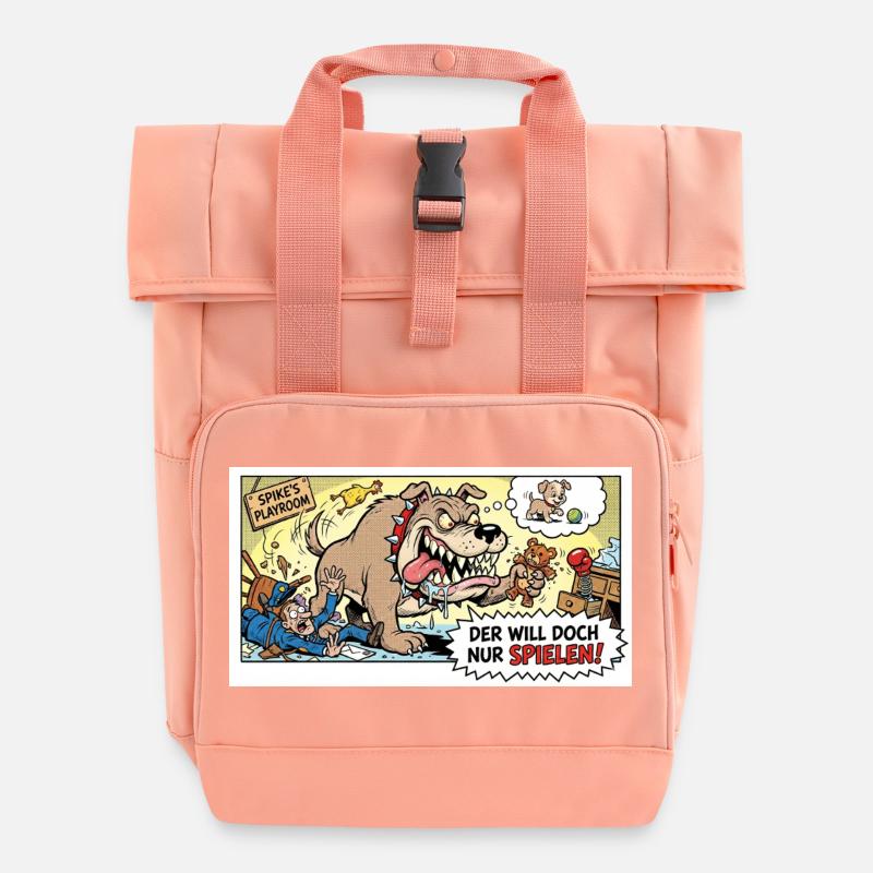 He just wants to play - Roll Top Backpack with Two Handles - chintz rose