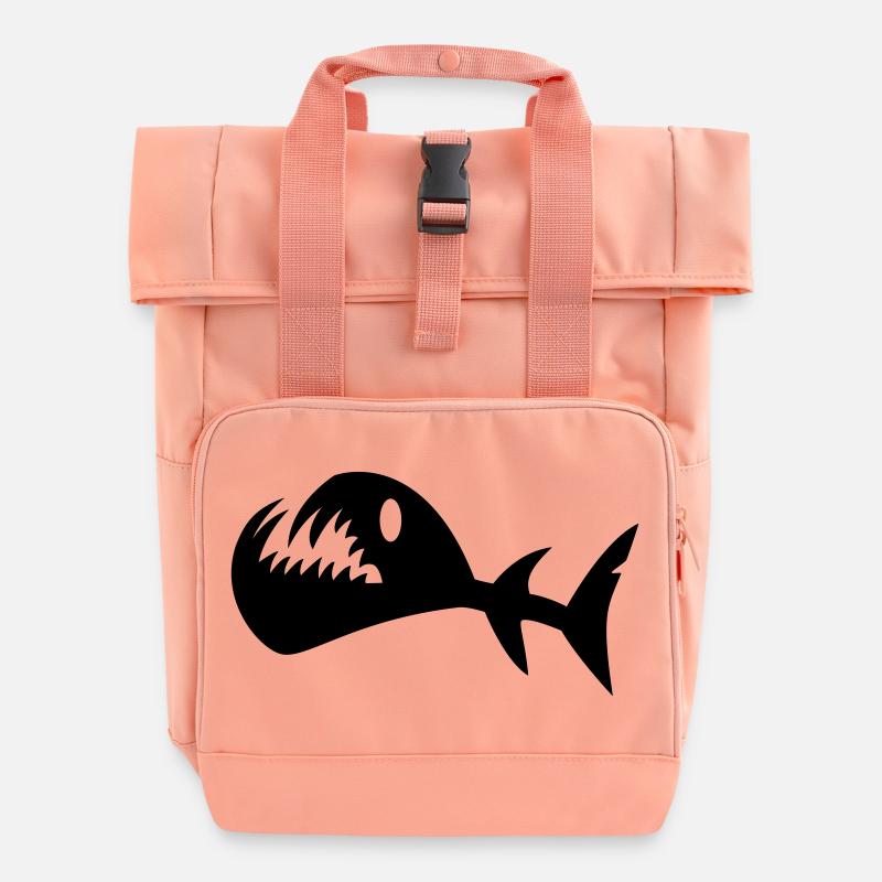 Battle Swimmer Fish - Roll Top Backpack with Two Handles - chintz rose