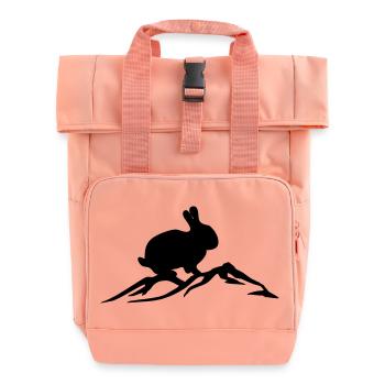 Bunny on mountain - Roll Top Backpack with Two Handles - chintz rose - Front