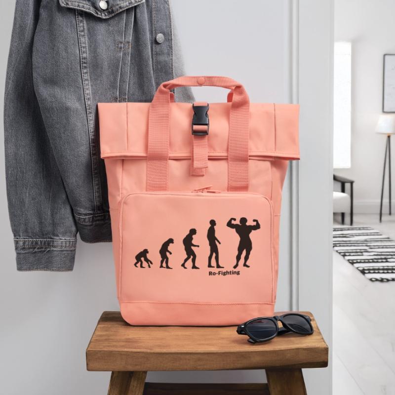 Evolution bodybuilding bodybuilder gift Roll Top Backpack with Two Handles