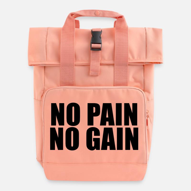 No Pain No Gain - Roll Top Backpack with Two Handles - chintz rose