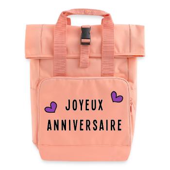 JOYEUX ANNIVERSAIRE. - Sac à dos Roll Top à deux anses - rose liberty - Devant