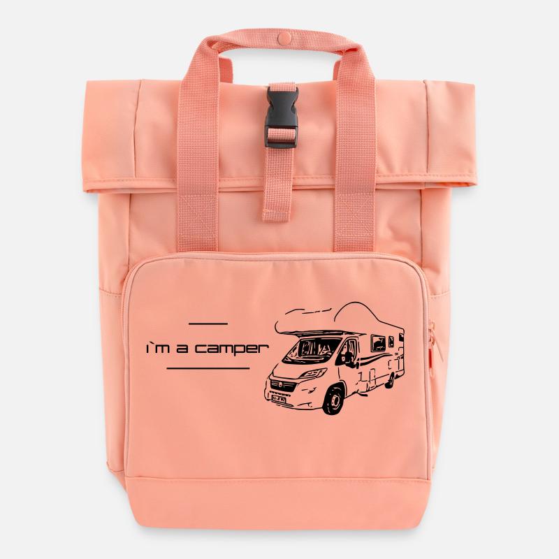 I`ma camper - Roll Top Backpack with Two Handles - chintz rose