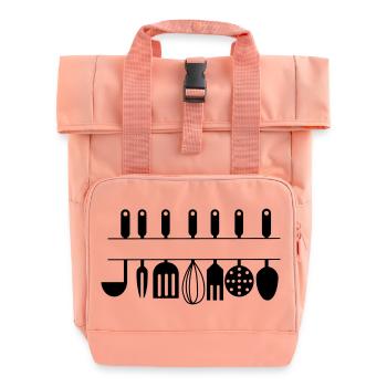Cutout for own text kitchen utensils - Roll Top Backpack with Two Handles - chintz rose - Front