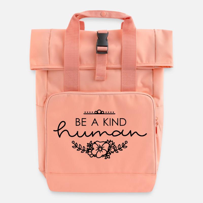 Sleek Natural Pattern in Pastel Shades - Roll Top Backpack with Two Handles - chintz rose