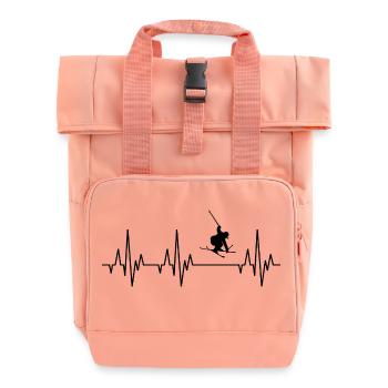 Herzschlag EKG Skier Skifahren Freestyle Winter - Rolltop Rucksack mit zwei Griffen - Chintzrosa - Vorne