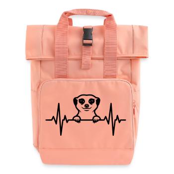 Illustration du battement de cœur de Suricate - Sac à dos Roll Top à deux anses - rose liberty - Devant