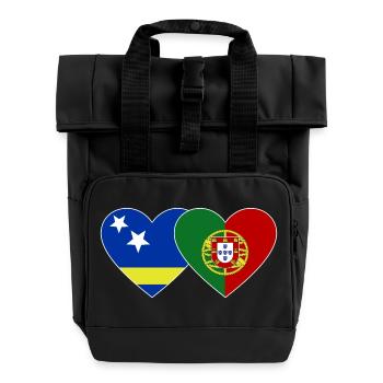 Curaçao_Portugal_Flagge_Herz - Roll Top Backpack with Two Handles - black - Front