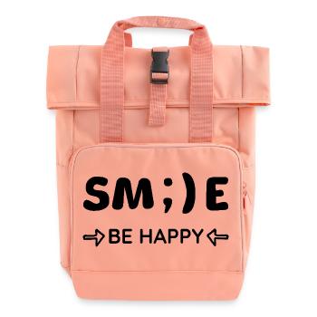 Smile - Be happy - Positive Thinking - Roll Top Backpack with Two Handles - chintz rose - Front
