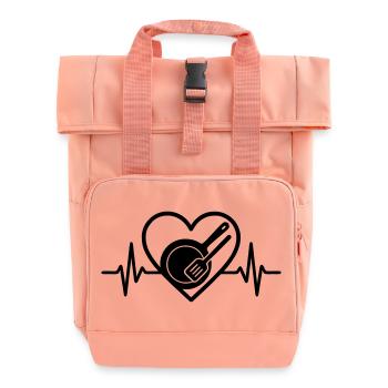 Cooking Pan Kitchen Utensil Heart - Roll Top Backpack with Two Handles - chintz rose - Front