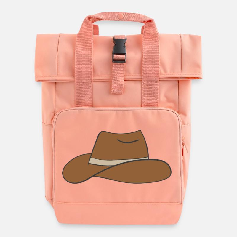 cowboy hat - Roll Top Backpack with Two Handles - chintz rose