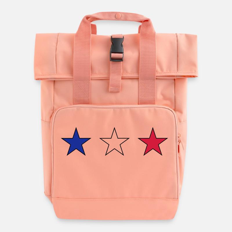 France three stars in blue-white-red - Roll Top Backpack with Two Handles - chintz rose