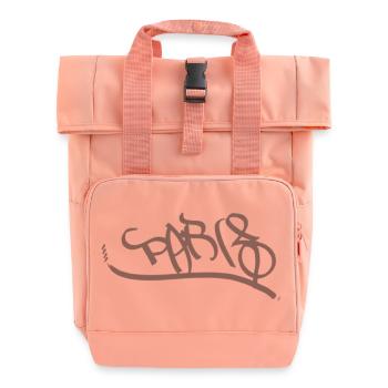 Graffiti-inspired urban art lettering Paris - Roll Top Backpack with Two Handles - chintz rose - Front