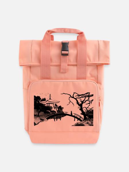 Der Fluss Exon - Rolltop Rucksack mit zwei Griffen - Chintzrosa