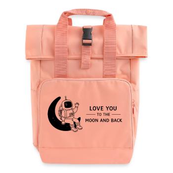 Love You To The Moon And Back Doodle - Rolltop Rucksack mit zwei Griffen - Chintzrosa - Vorne