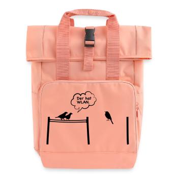 Vogel WLAN Stromleitung wifi Kabel Internet - Rolltop Rucksack mit zwei Griffen - Chintzrosa - Vorne