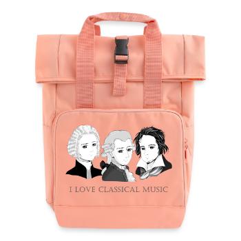 Bach - Mozart - Beethoven in chibi style - Roll Top Backpack with Two Handles - chintz rose - Front