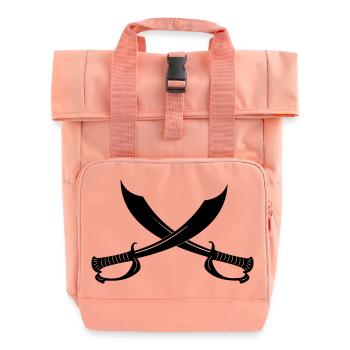 Two swords - Roll Top Backpack with Two Handles - chintz rose - Front