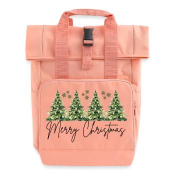 Elegantes Weihnachtsdesign - Rolltop Rucksack mit zwei Griffen - Chintzrosa - Vorne