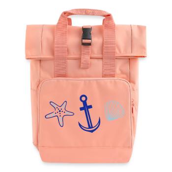 Anker mit Seestern und Muschel. - Rolltop Rucksack mit zwei Griffen - Chintzrosa - Vorne