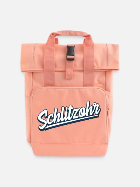 Schlitzohr - Schweizerdeutsch - Mundart - Dialekt - Rolltop Rucksack mit zwei Griffen - Chintzrosa