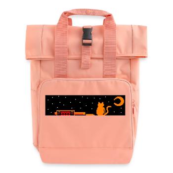 Japan trainstation cat - Rolltop Rucksack mit zwei Griffen - Chintzrosa - Vorne