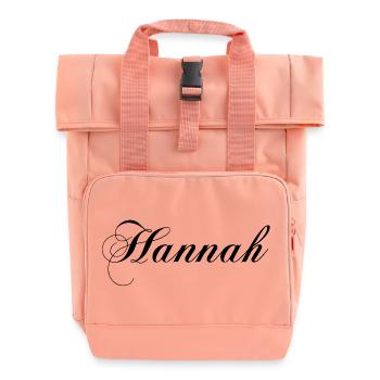 Hannah, your outfit with your name on it - Roll Top Backpack with Two Handles - chintz rose - Front