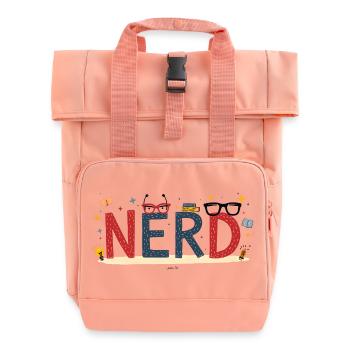 Nerd en lettres géantes et lunettes - Sac à dos Roll Top à deux anses - rose liberty - Devant