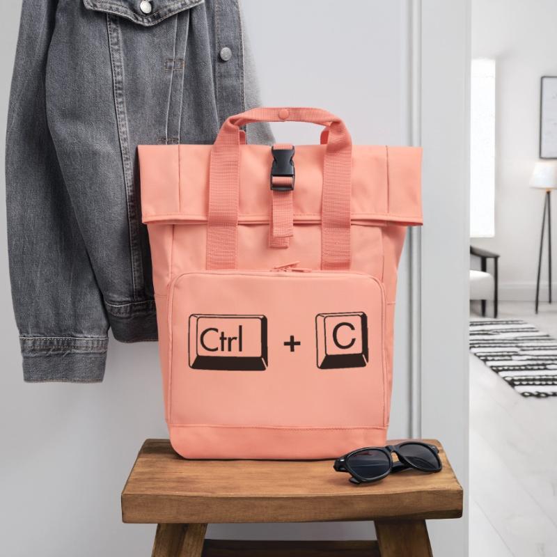 Copy Paste Funny Gift for Gemini Roll Top Backpack with Two Handles
