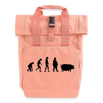 Evolution vom Affe zum Mensch zum Schwein - Rolltop Rucksack mit zwei Griffen - Chintzrosa - Vorne