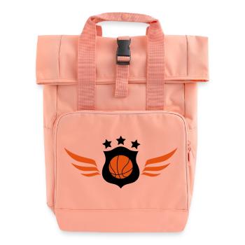 Basketball - Basket Ball - Game - Sport - Player - Roll Top Backpack with Two Handles - chintz rose - Front